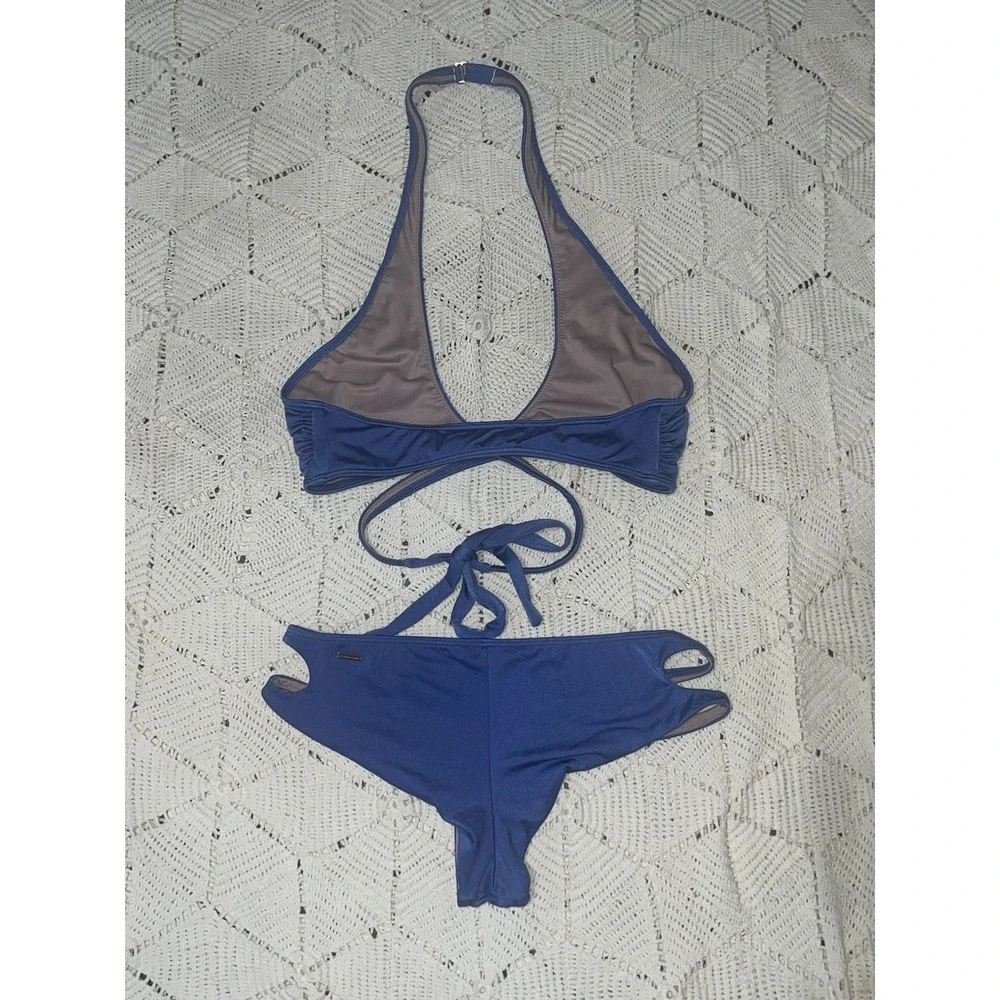 victoria secret satin‎ Bikini Vacation Swimsuit Periwinkle Size Small Cheeky